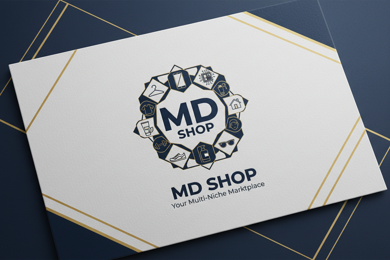 donne moi une image qui represente un marque de plusieurs niche sous le nome md shop